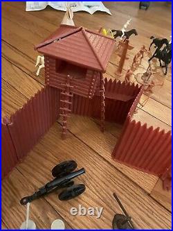 Vintage Marx Fort Apache Set with Calvary Stable, Tepee, Plastic Figures 100 pcs