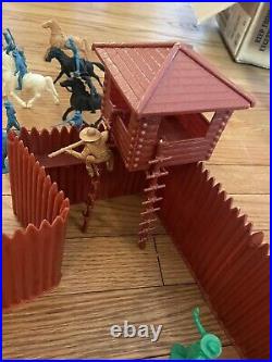 Vintage Marx Fort Apache Set with Calvary Stable, Tepee, Plastic Figures 100 pcs