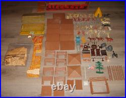 Vintage Marx Fort Apache Stockade Playset Plastic Cowboy & Indians Figures & Box