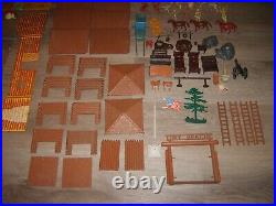 Vintage Marx Fort Apache Stockade Playset Plastic Cowboy & Indians Figures & Box