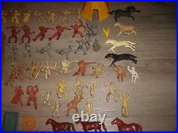 Vintage Marx Fort Apache Stockade Playset Plastic Cowboy & Indians Figures & Box