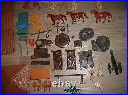 Vintage Marx Fort Apache Stockade Playset Plastic Cowboy & Indians Figures & Box