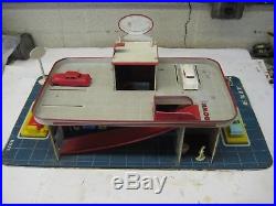 Vintage Marx Hi-Test Tin Toy Service Center Gas Station Sky-View Parking WithCars