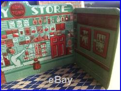 Vintage Marx Home Town Grocery Store Tin Litho Playset 1920 With part of box