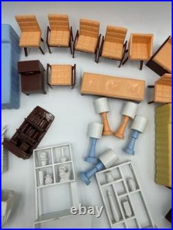 Vintage Marx MPC Dollhouse Miniature Rooster Roof Ranch Furniture Large Lot