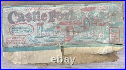 Vintage Marx Metal Medieval Castle Fort with Knights and Horses Walls & Cannons