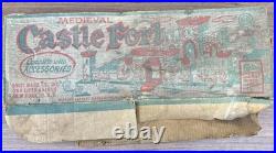 Vintage Marx Metal Medieval Castle Fort with Knights and Horses Walls & Cannons