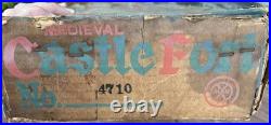 Vintage Marx Metal Medieval Castle Fort with Knights and Horses Walls & Cannons