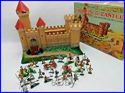 Vintage Marx Miniature Knights & Castle Playset with Box & Figures