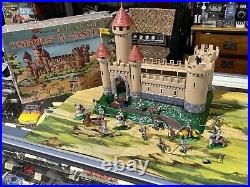 Vintage Marx Miniature Playset Knights & Castle With Original Box c. 1960's Toy