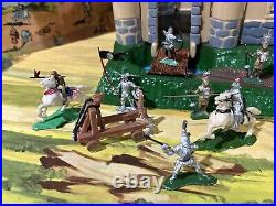 Vintage Marx Miniature Playset Knights & Castle With Original Box c. 1960's Toy