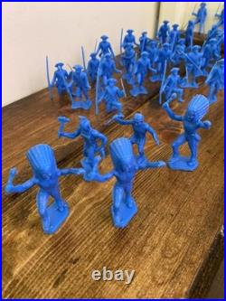 Vintage Marx Others Civil Revolutionary War Indians Plastic Toys Blue 94 piece