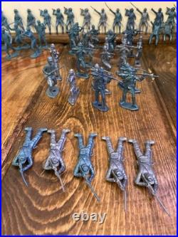 Vintage Marx Others Civil Revolutionary War Indians Plastic Toys Blue 94 piece