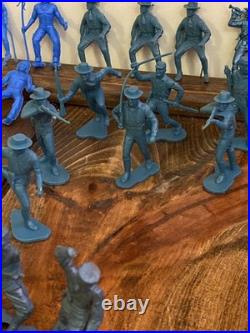 Vintage Marx Others Civil Revolutionary War Indians Plastic Toys Blue 94 piece