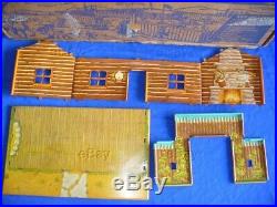Vintage Marx Playset Fort Dearborn Boxed Western Cavalry Indian Cowboy Log Cabin