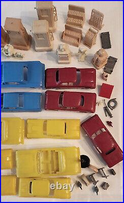 Vintage Marx Playset Gas Service Station Plastic Toy Lot 15 Cars & So Much More