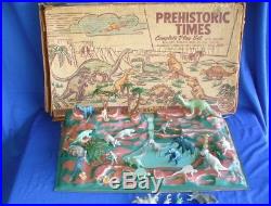 Vintage Marx Playset Prehistoric Times Animals Dinosaurs Cavemen Box Toy Monster