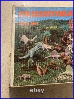 Vintage Marx Prehistoric Dinosaur Playset #3398 36 Dinosaurs 2 Cavemen