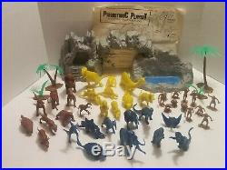 Vintage Marx Prehistoric Playset 28 Dinosaurs, 12 Cavemen Plus Instructions EUC