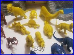 Vintage Marx Prehistoric Playset 28 Dinosaurs, 12 Cavemen Plus Instructions EUC