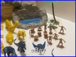 Vintage Marx Prehistoric Playset 28 Dinosaurs, 12 Cavemen Plus Instructions EUC