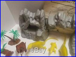 Vintage Marx Prehistoric Playset 28 Dinosaurs, 12 Cavemen Plus Instructions EUC