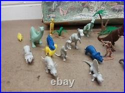 Vintage Marx Prehistoric Playset No. 3398 Dinosaurs, Caveman, Trees, Ferns. IOB