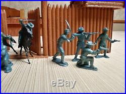 Vintage Marx Rin Tin Tin Fort Apache stockade with 60 mm Cavalry and Indians