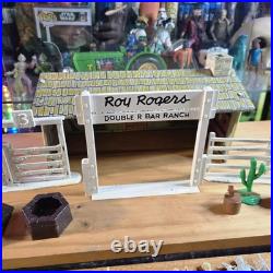Vintage Marx Roy Rogers Double R Bar Ranch Rodeo Playset Litho Bunkhouse Cowboys