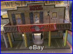 Vintage Marx Roy Rogers Western Town tin litho city-play set box