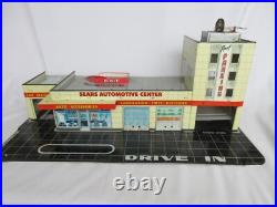 Vintage Marx Sears Automotive Service station withelevator Tin Toy RARE