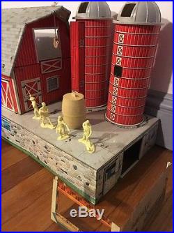 Vintage Marx Sears Farm Play Set W Instructions Animals Barn Tractors Coop Large