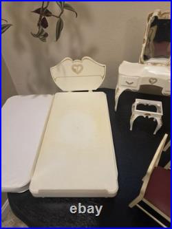 Vintage Marx Sindy Doll Dining Table Chairs China Cabinet Bed Vanity Accessories