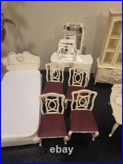 Vintage Marx Sindy Doll Dining Table Chairs China Cabinet Bed Vanity Accessories