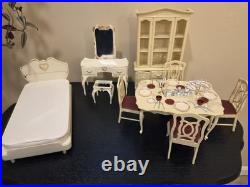 Vintage Marx Sindy Doll Dining Table Chairs China Cabinet Bed Vanity Accessories