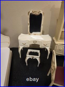 Vintage Marx Sindy Doll Dining Table Chairs China Cabinet Bed Vanity Accessories