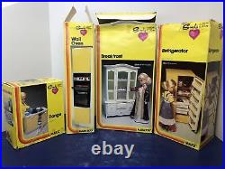 Vintage Marx Sindy Doll Play Set Range Oven Refrigerator Cabinet 1970's With Boxes