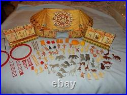 Vintage Marx Super Circus 1950's Metal Tent plus over 80 pieces