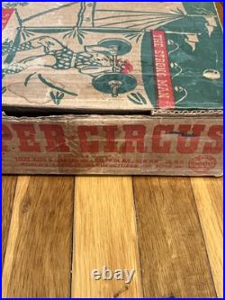 Vintage Marx Super Circus Playset Nearly Complete 1950s Tin Litho With Box
