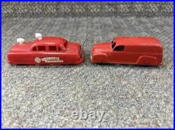 + Vintage Marx Tin Fire Department Headquarters Fire House with 2 Cars