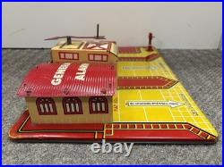 + Vintage Marx Tin Fire Department Headquarters Fire House with 2 Cars