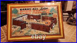 Vintage Marx Tin Litho Carry-All Fort Apache Play Set withFigures & Accessories