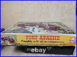 Vintage Marx Tin Litho Carry-All Fort Apache Play Set withFigures & Accessories