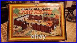 Vintage Marx Tin Litho Carry-All Fort Apache Play Set withFigures & Accessories