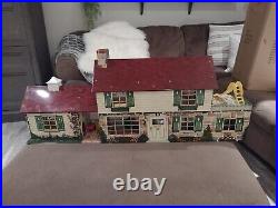 Vintage Marx Tin Litho Doll House 2 Story WithAttachment & 60 Piece Furniture! EUC