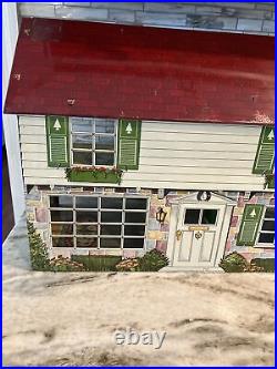 Vintage Marx Tin Litho Doll House Walt Disney Donald Duck 2 Story & Furniture