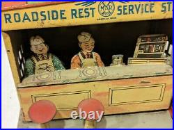 Vintage Marx Tin Litho Roadside Rest Service Gas Filling Station 1930s
