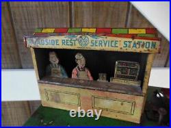 Vintage Marx Tin Litho Roadside Rest Service Gas Filling Station 1930s Original