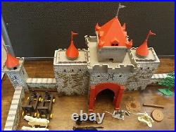 Vintage Marx Tin Litho Robin Hood Castle Playset with Figures, Little John Friar
