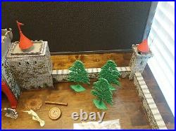 Vintage Marx Tin Litho Robin Hood Castle Playset with Figures, Little John Friar